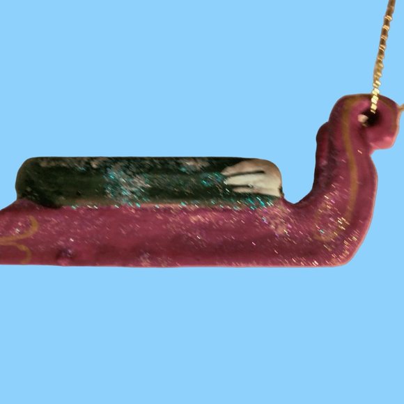 House of Hatten Snowman Sleigh Sled Ornament Vintage Handcrafted Christmas 1999 - Picture 3 of 7